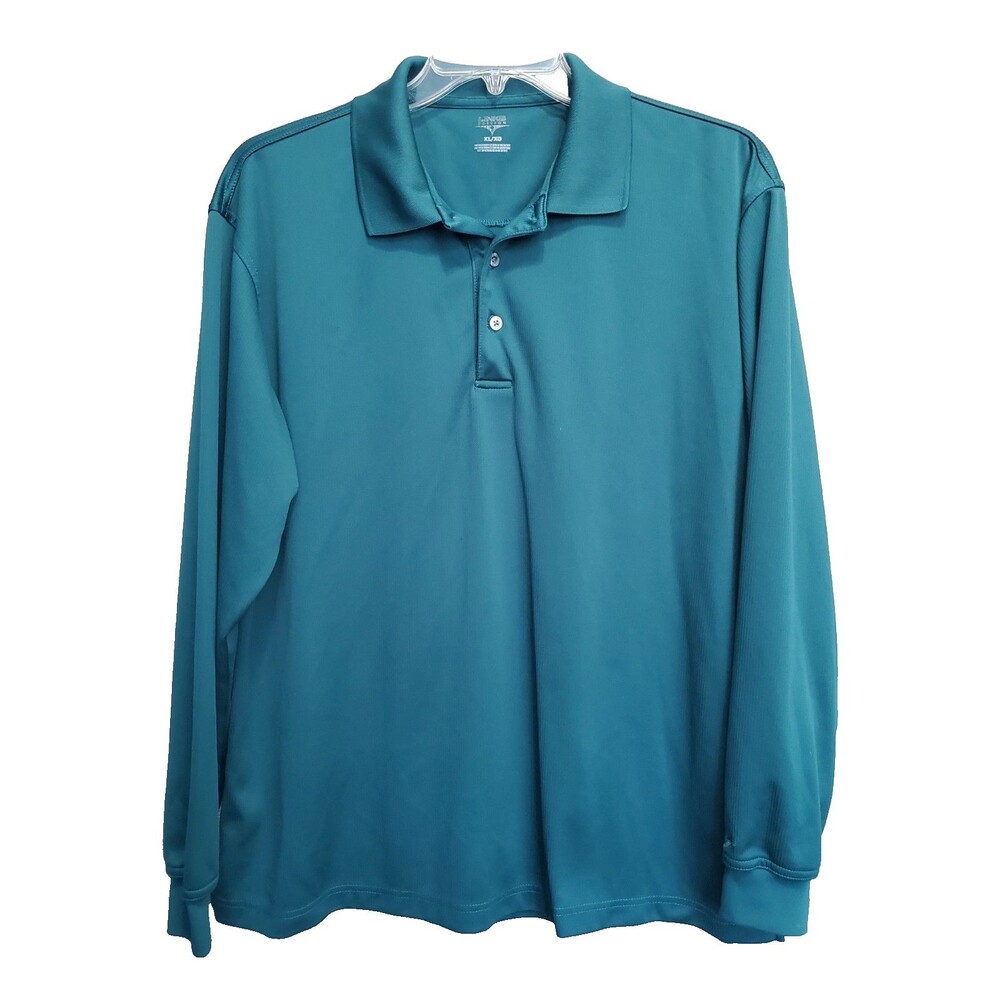Links Edition Men's Teal Long Sleeve Golf Polo Shirt Size XL